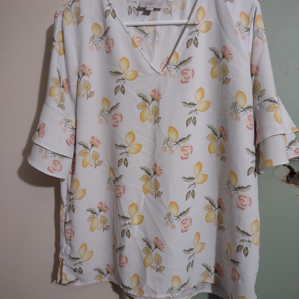 Woman's Lemon Outlet multicolor short sleeve Loft top NWT layered sleeves size m